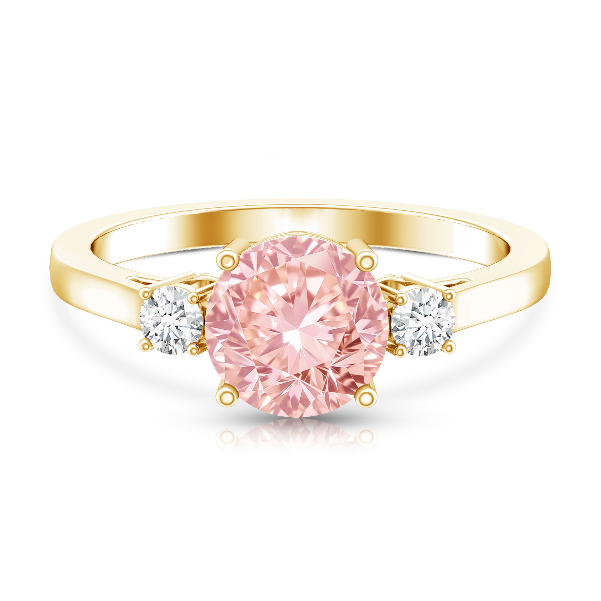 Rosec Jewels-2 Carat Lab Grown Pink Diamond Three Stone Engagement Ring with IGI Certificate