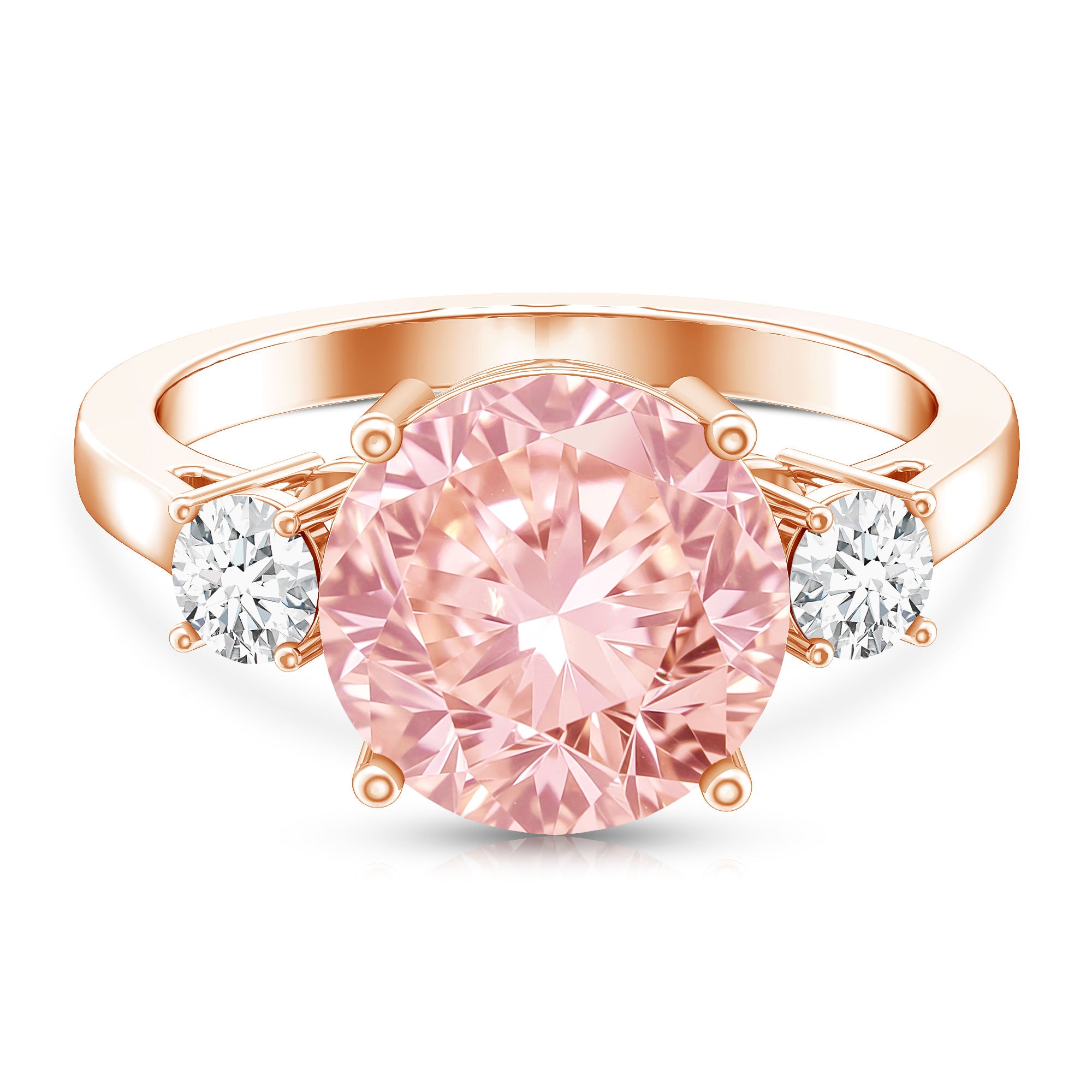 Rosec Jewels-IGI Certified Lab Created Pink and White Diamond Three Stone Engagement Ring 5 Carat