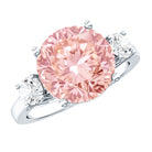 Rosec Jewels-IGI Certified Lab Created Pink and White Diamond Three Stone Engagement Ring 5 Carat