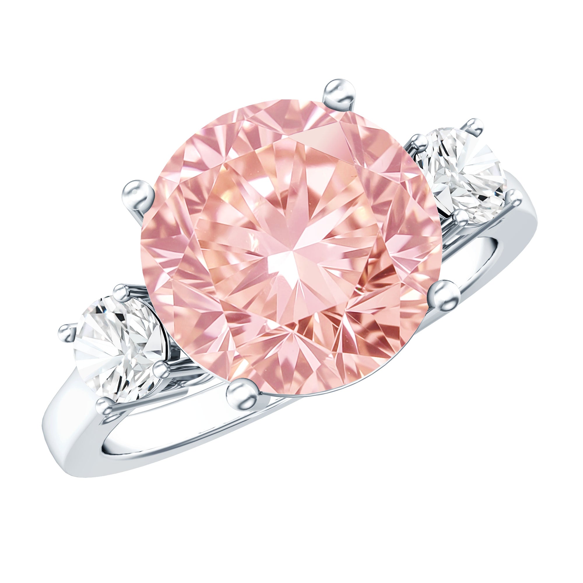 Rosec Jewels-IGI Certified Lab Created Pink and White Diamond Three Stone Engagement Ring 5 Carat