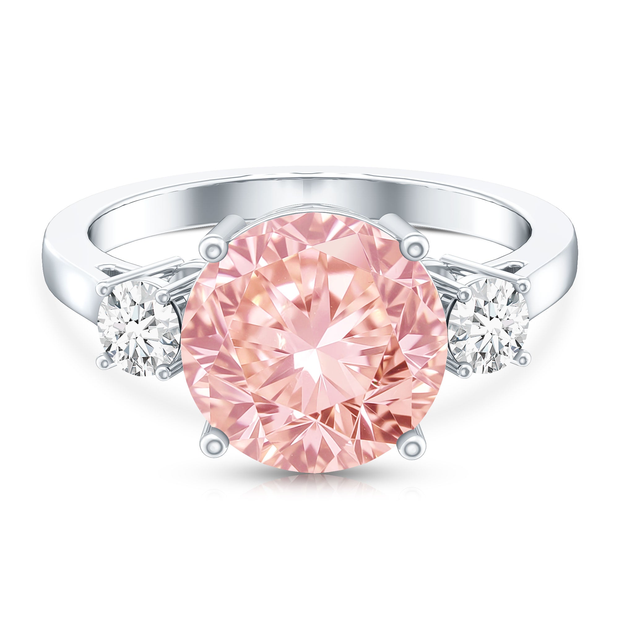 Rosec Jewels-IGI Certified Lab Created Pink and White Diamond Three Stone Engagement Ring 5 Carat