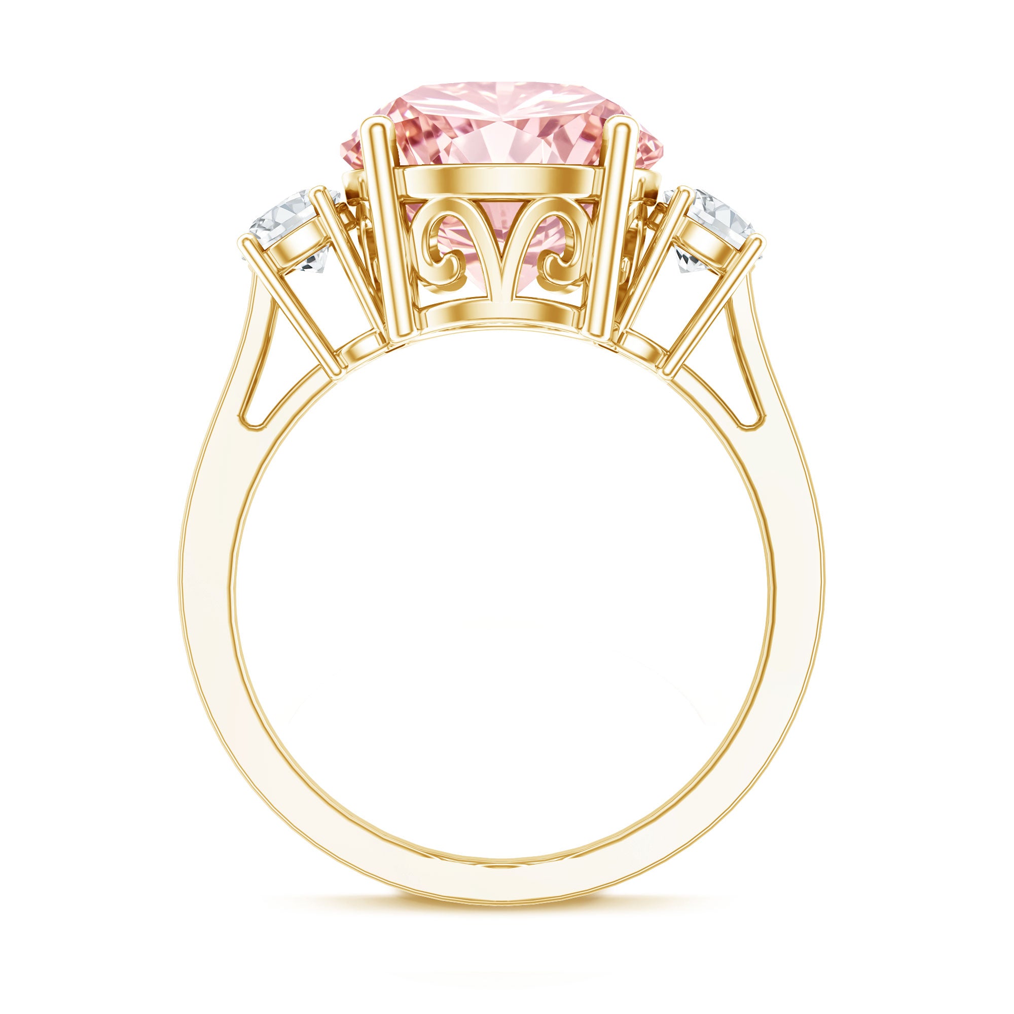 Rosec Jewels-IGI Certified Lab Created Pink and White Diamond Three Stone Engagement Ring 5 Carat