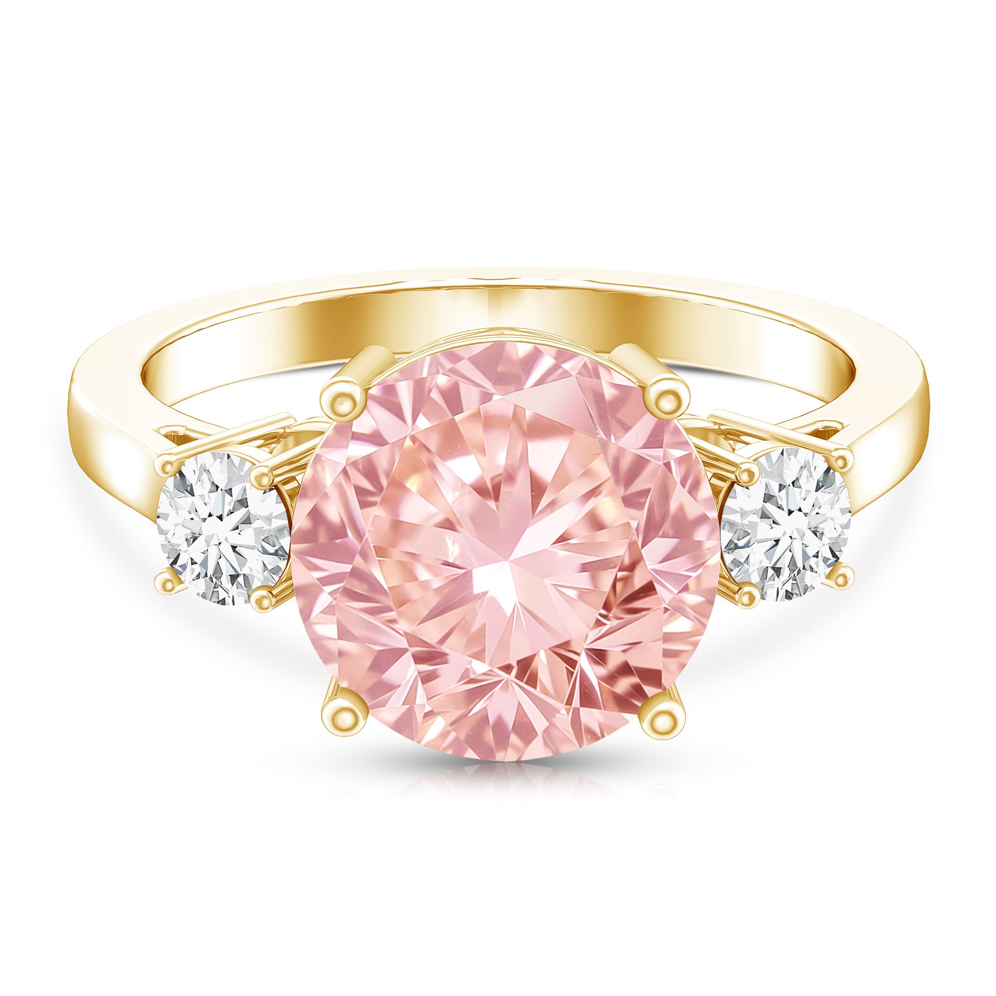 Rosec Jewels-IGI Certified Lab Created Pink and White Diamond Three Stone Engagement Ring 5 Carat