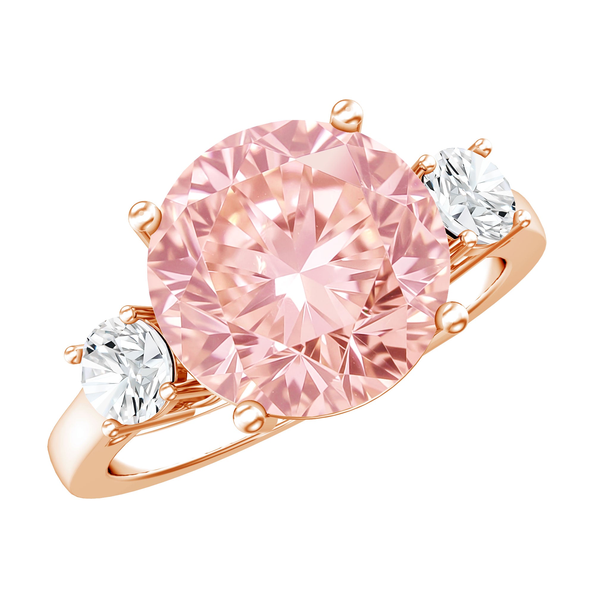Rosec Jewels-IGI Certified 4 Carat Round Lab Created Pink and White Diamond Trilogy Engagement Ring