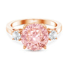 Rosec Jewels-IGI Certified 4 Carat Round Lab Created Pink and White Diamond Trilogy Engagement Ring