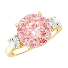 Rosec Jewels-IGI Certified 4 Carat Round Lab Created Pink and White Diamond Trilogy Engagement Ring