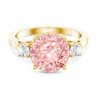 Rosec Jewels-IGI Certified 4 Carat Round Lab Created Pink and White Diamond Trilogy Engagement Ring