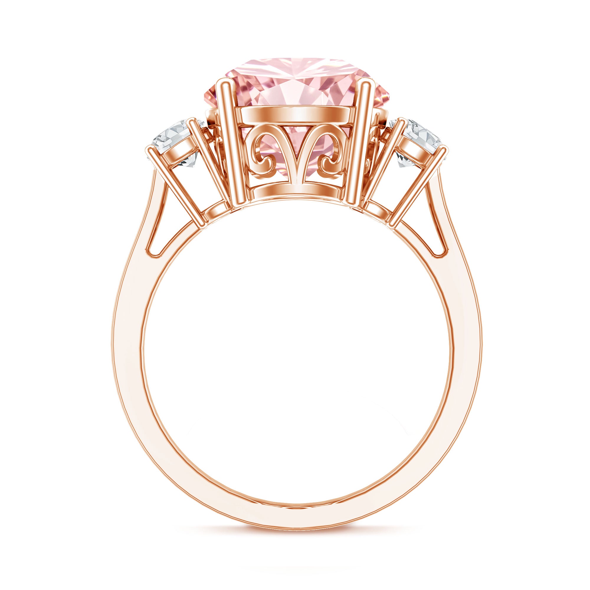 Rosec Jewels-3 Carat Lab Grown Pink and White Diamond Trilogy Engagement Ring with IGI Certificate