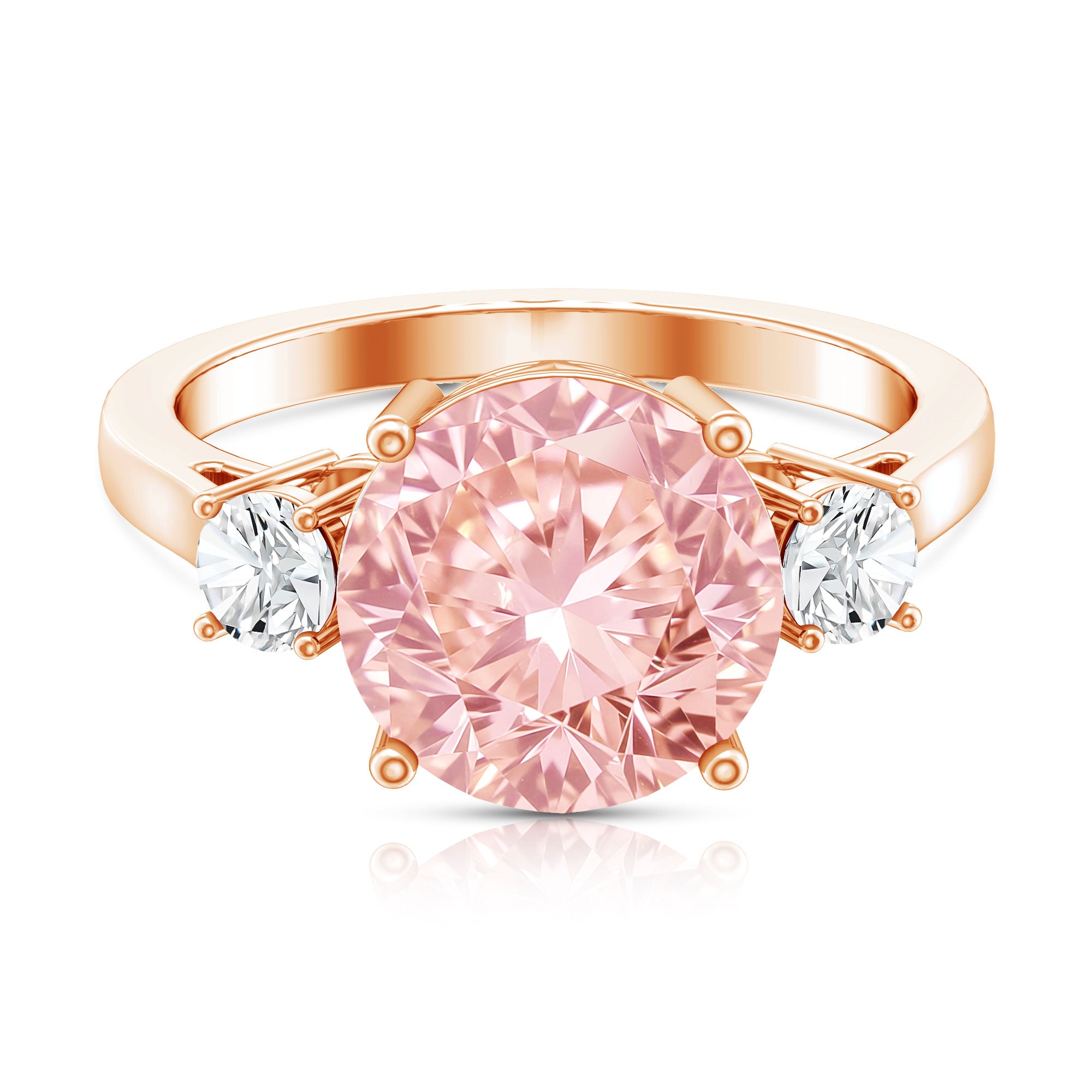 Rosec Jewels-3 Carat Lab Grown Pink and White Diamond Trilogy Engagement Ring with IGI Certificate