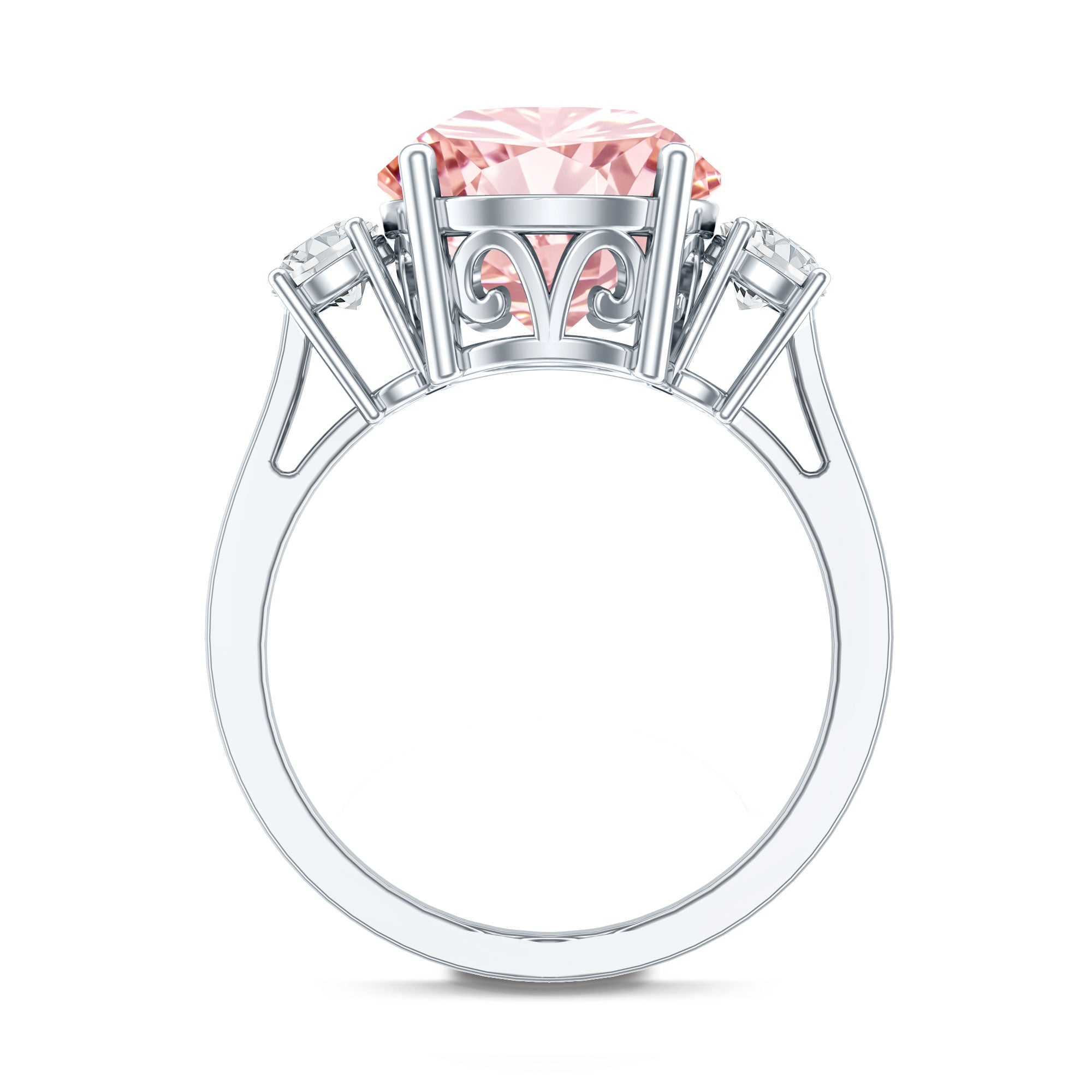 Rosec Jewels-3 Carat Lab Grown Pink and White Diamond Trilogy Engagement Ring with IGI Certificate