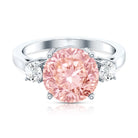 Rosec Jewels-3 Carat Lab Grown Pink and White Diamond Trilogy Engagement Ring with IGI Certificate