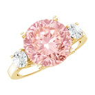 Rosec Jewels-3 Carat Lab Grown Pink and White Diamond Trilogy Engagement Ring with IGI Certificate