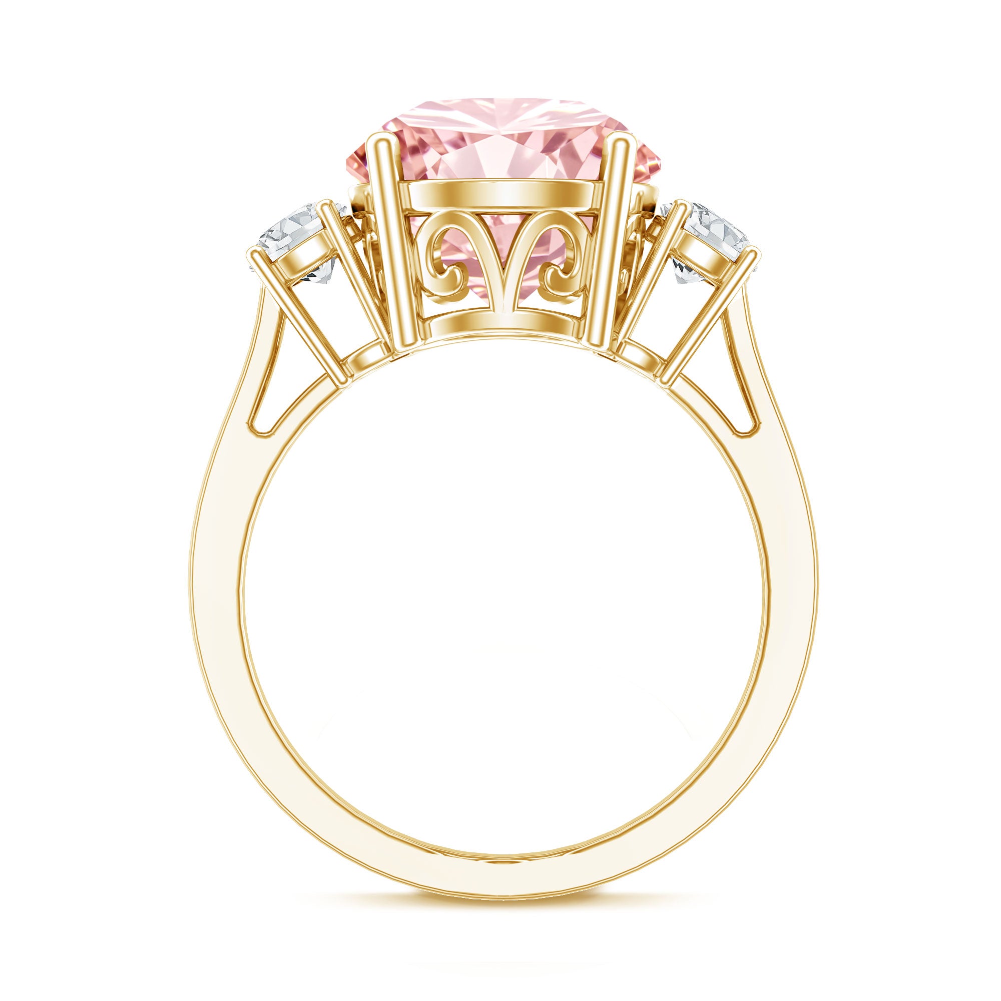 Rosec Jewels-3 Carat Lab Grown Pink and White Diamond Trilogy Engagement Ring with IGI Certificate