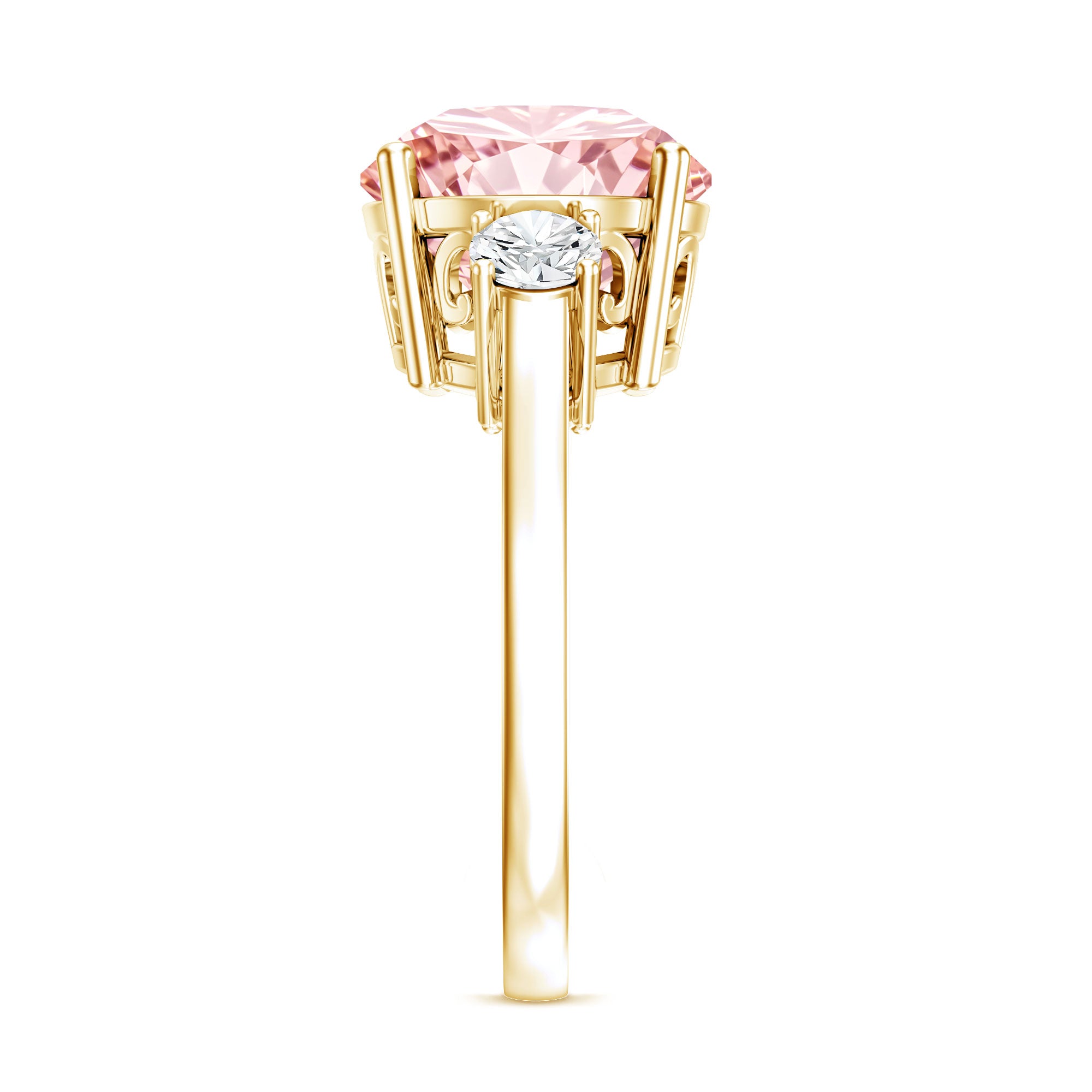 Rosec Jewels-3 Carat Lab Grown Pink and White Diamond Trilogy Engagement Ring with IGI Certificate