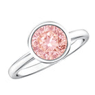 IGI Certified Lab Grown Pink Diamond 3 Carat Round Engagement Ring in Bezel Setting Fancy Pink - VS1 - Rosec Jewels