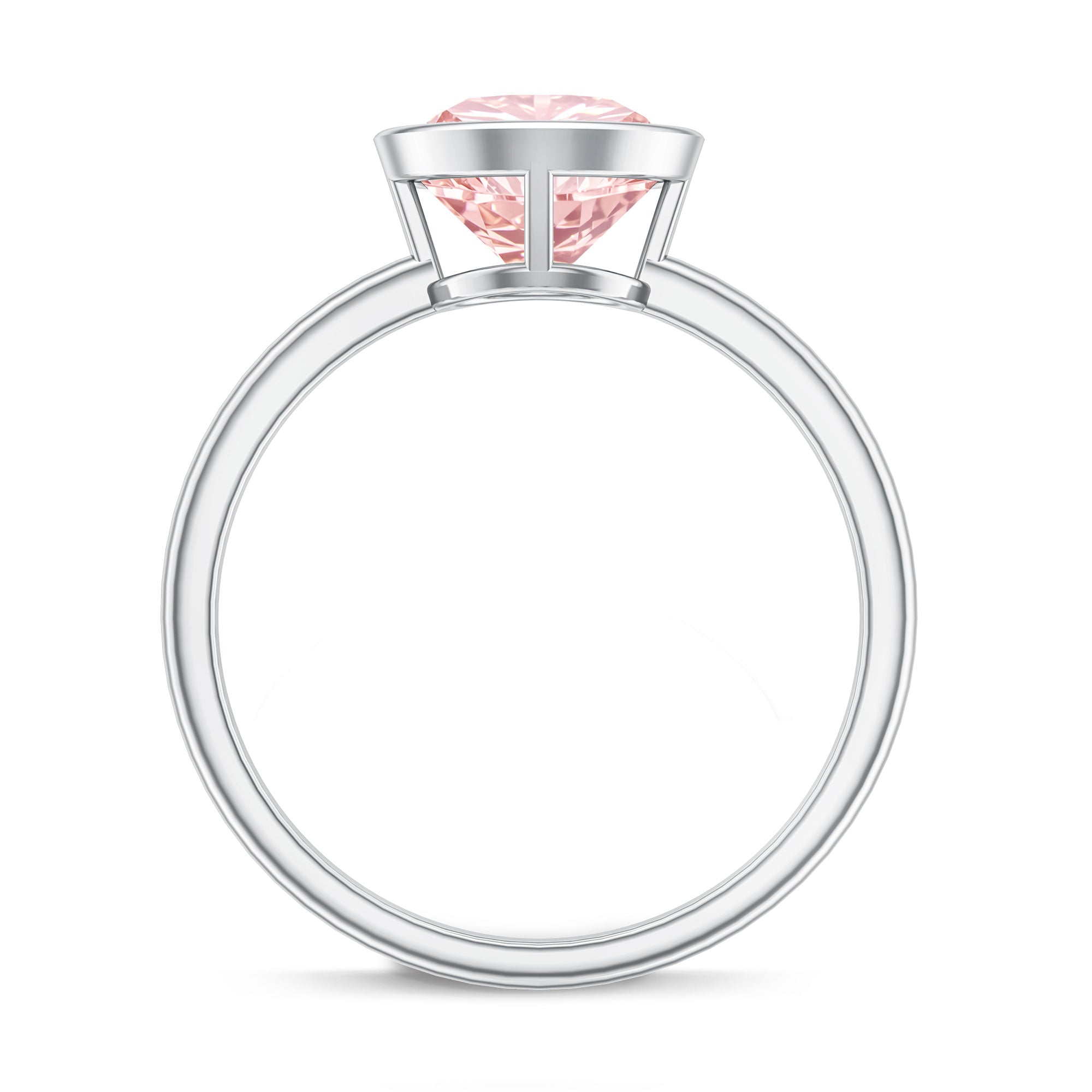IGI Certified Lab Grown Pink Diamond 3 Carat Round Engagement Ring in Bezel Setting Fancy Pink - VS1 - Rosec Jewels