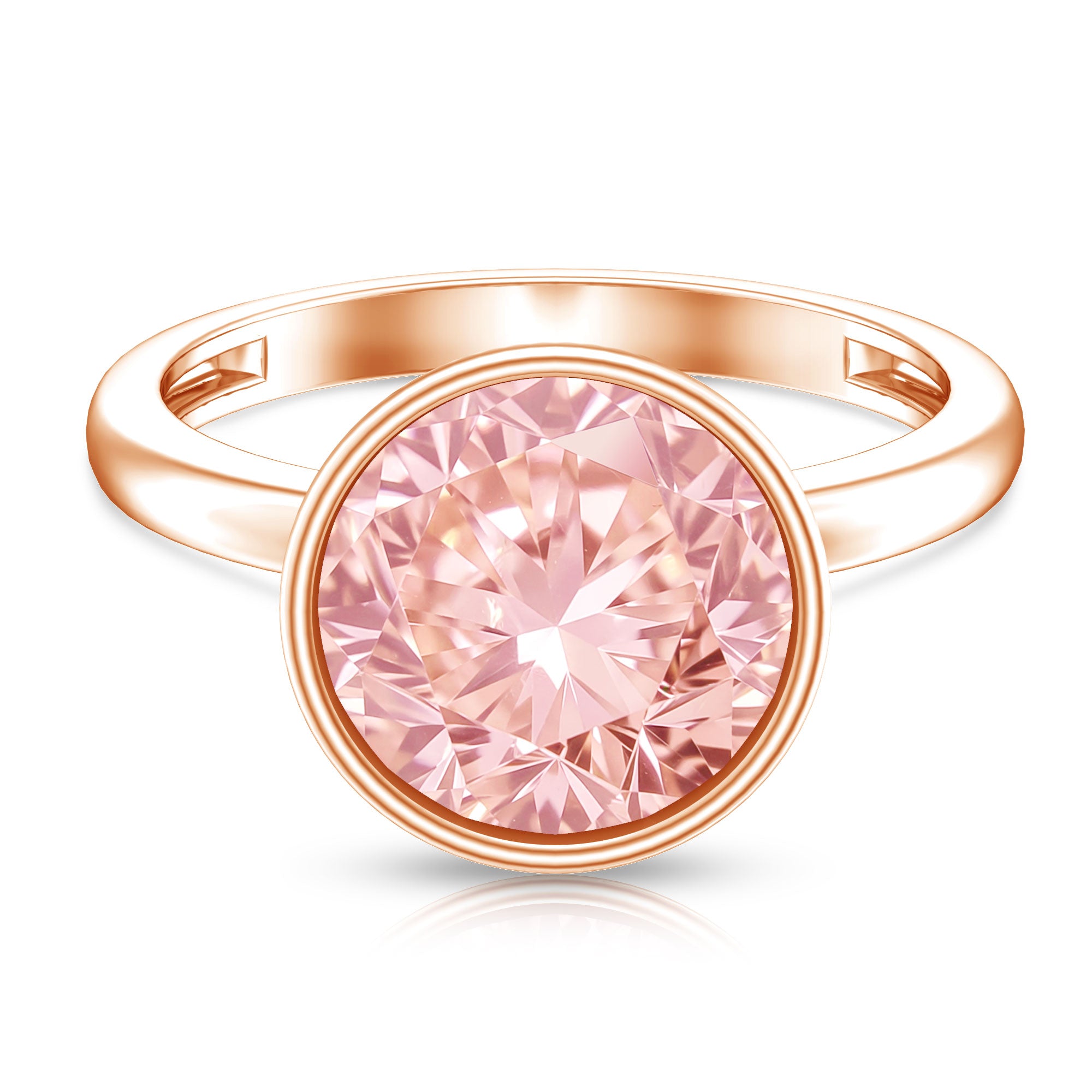 Rosec Jewels-Large 5 Carat Lab Grown Pink Diamond Bezel Engagement Ring with IGI Certificate