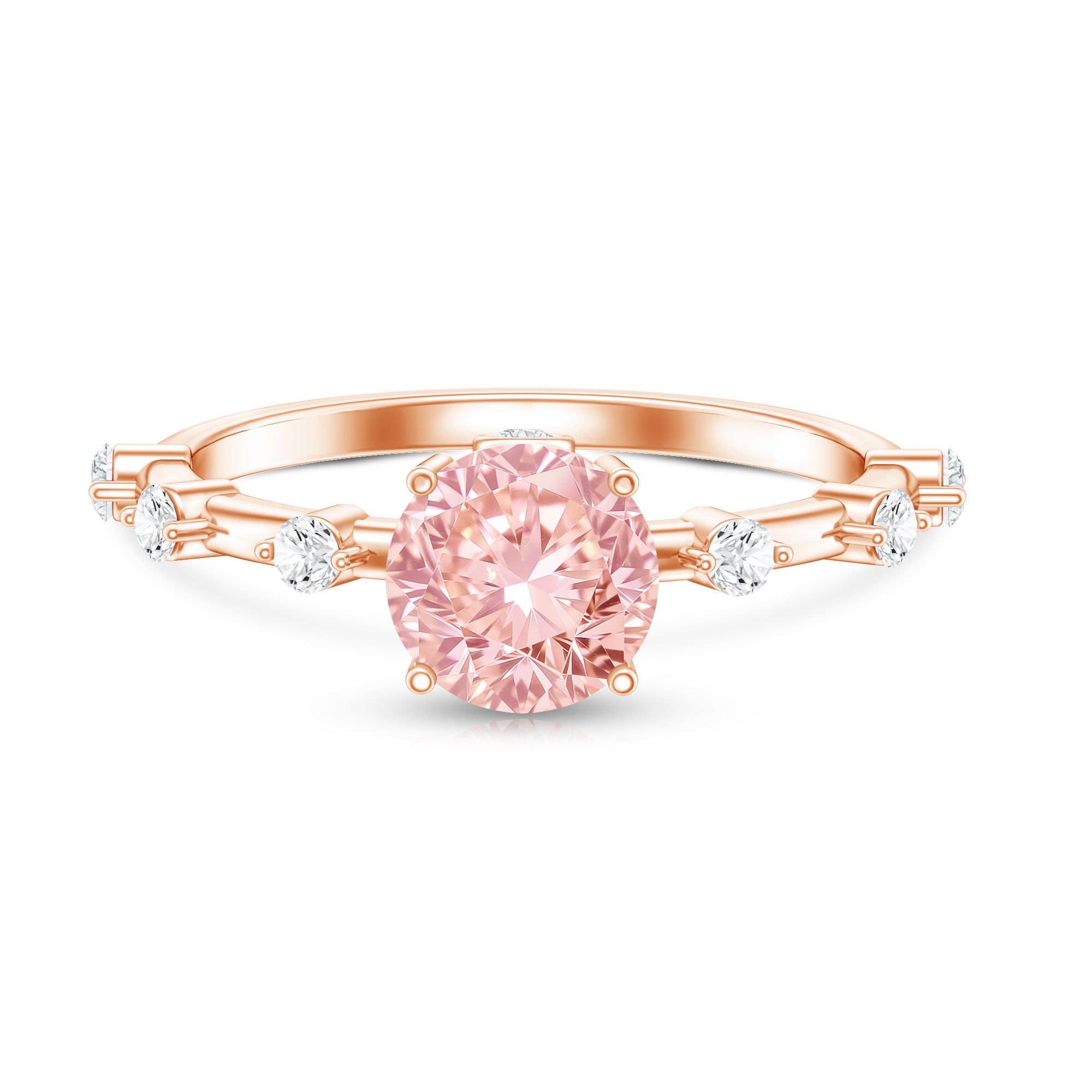 Rosec Jewels-IGI Certified 1 Carat Round Lab Grown Pink Diamond Ring