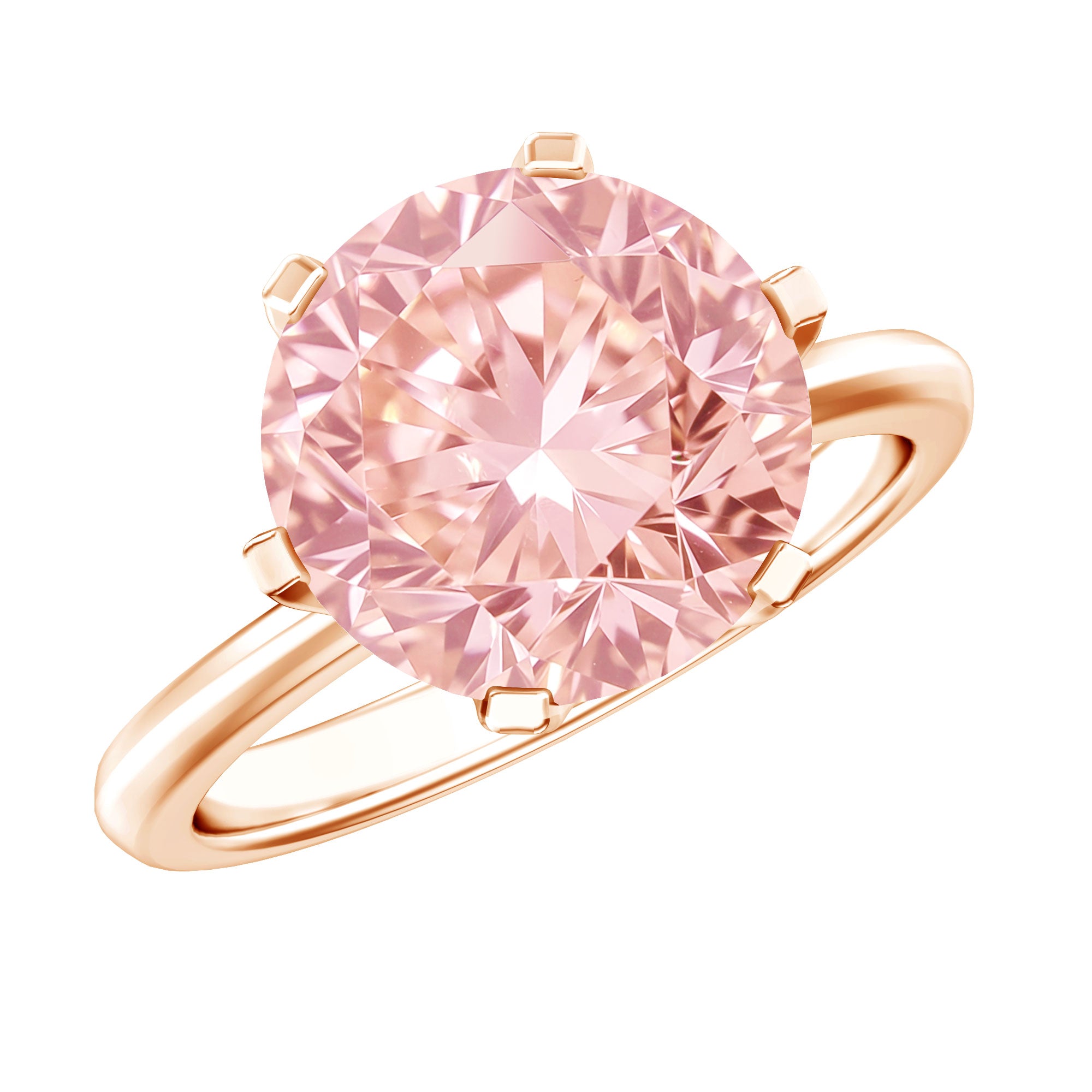 Rosec Jewels-Round 5 Carat Lab Grown Pink Diamond Solitaire Engagement Ring with IGI Certificate