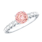 Rosec Jewels-IGI Certified 1 Carat Lab Grown Pink and White Diamond Engagement Ring with Side Stones