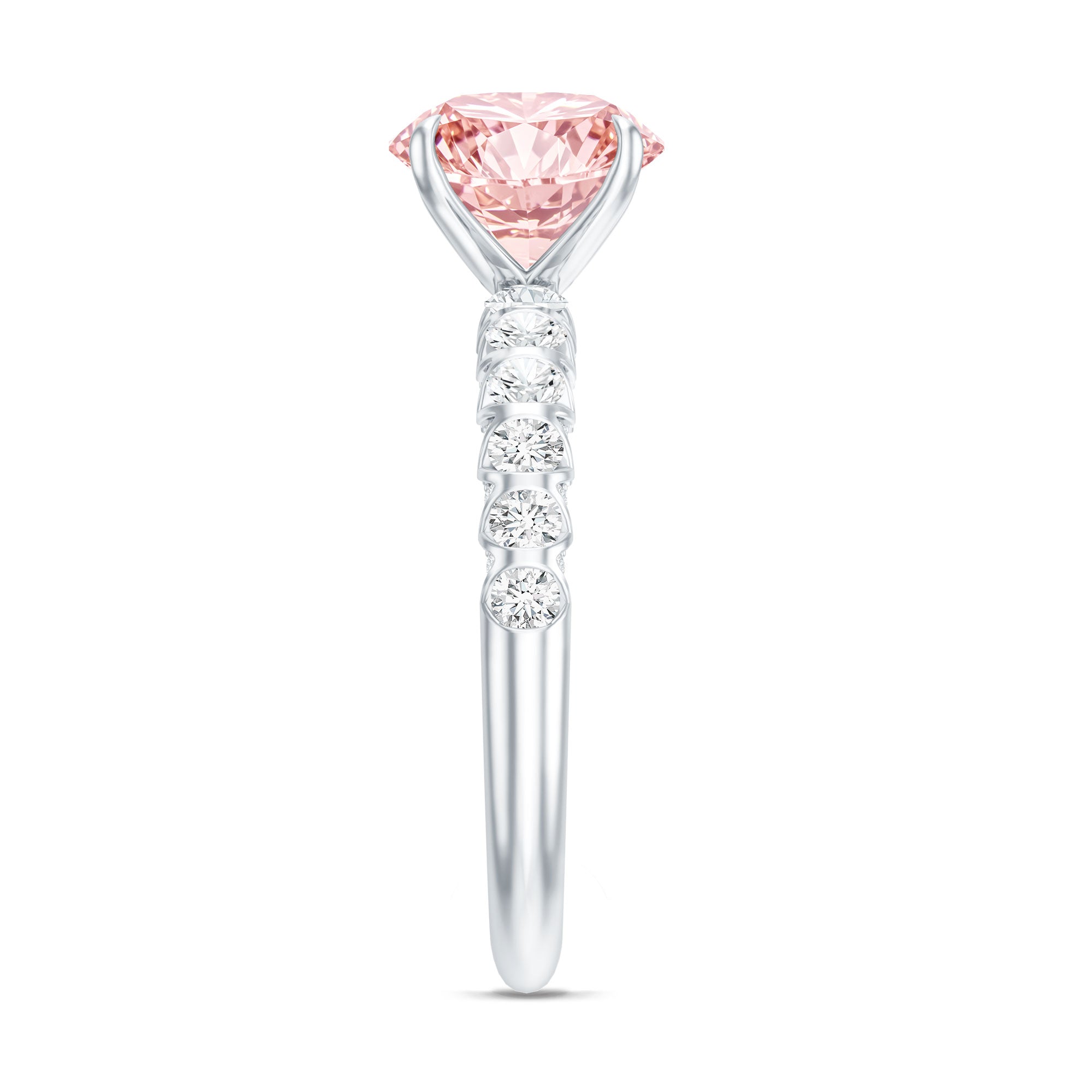 Rosec Jewels-2 Carat IGI Certified Lab Grown Pink and White Diamond Engagement Ring with Side Stones