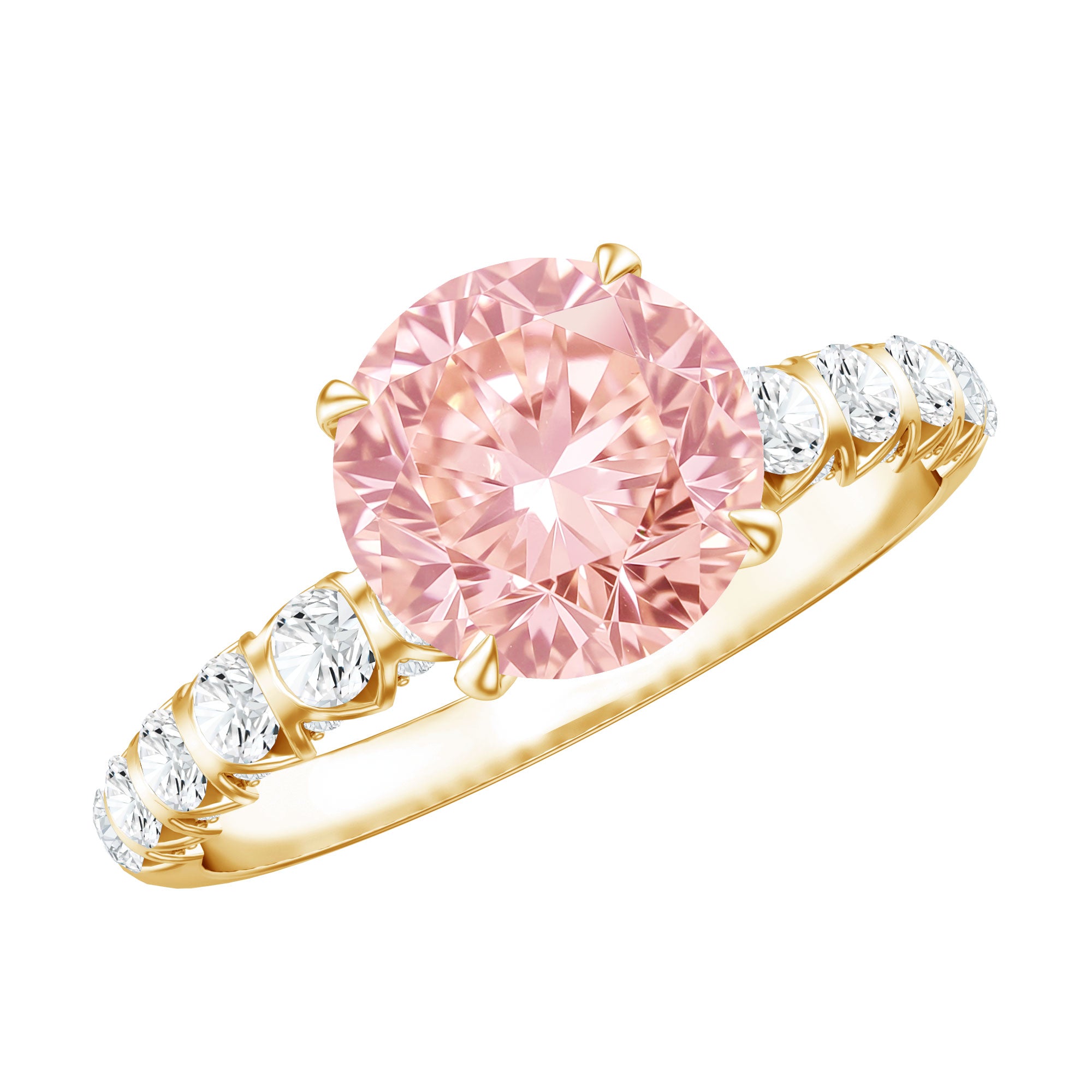 Rosec Jewels-2 Carat IGI Certified Lab Grown Pink and White Diamond Engagement Ring with Side Stones
