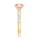 Rosec Jewels-2 Carat IGI Certified Lab Grown Pink and White Diamond Engagement Ring with Side Stones