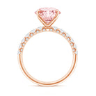 Rosec Jewels-Round 3 Carat Lab Pink Diamond Side Stone Engagement Ring with IGI Certificate