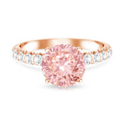 Rosec Jewels-Round 3 Carat Lab Pink Diamond Side Stone Engagement Ring with IGI Certificate