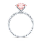 Rosec Jewels-Round 3 Carat Lab Pink Diamond Side Stone Engagement Ring with IGI Certificate