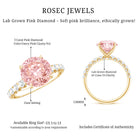 Rosec Jewels-Round 3 Carat Lab Pink Diamond Side Stone Engagement Ring with IGI Certificate