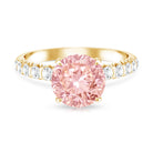 Rosec Jewels-Round 3 Carat Lab Pink Diamond Side Stone Engagement Ring with IGI Certificate