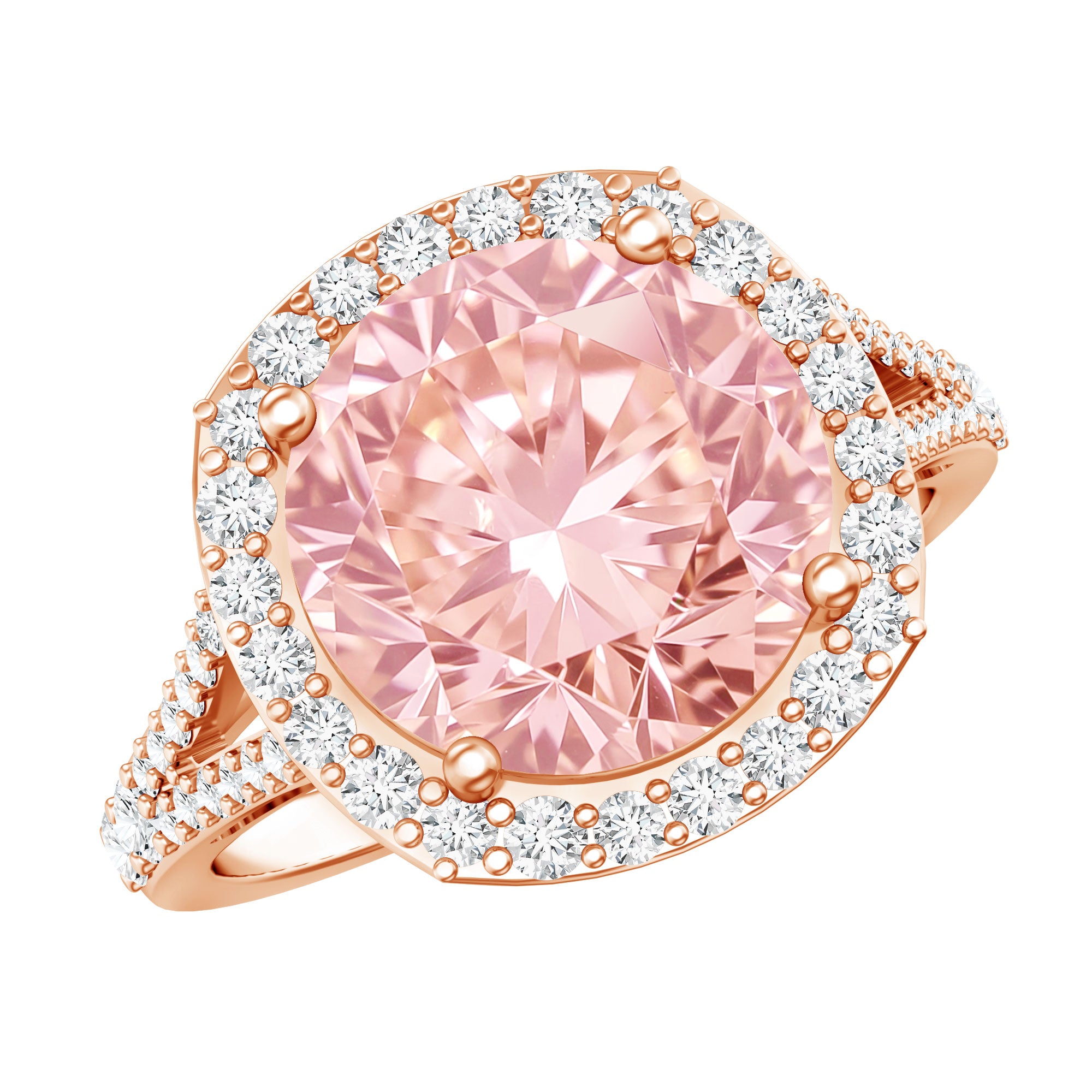 Rosec Jewels-IGI Certified Lab 4 Carat Pink and White Diamond Statement Engagement Ring in Split Shank