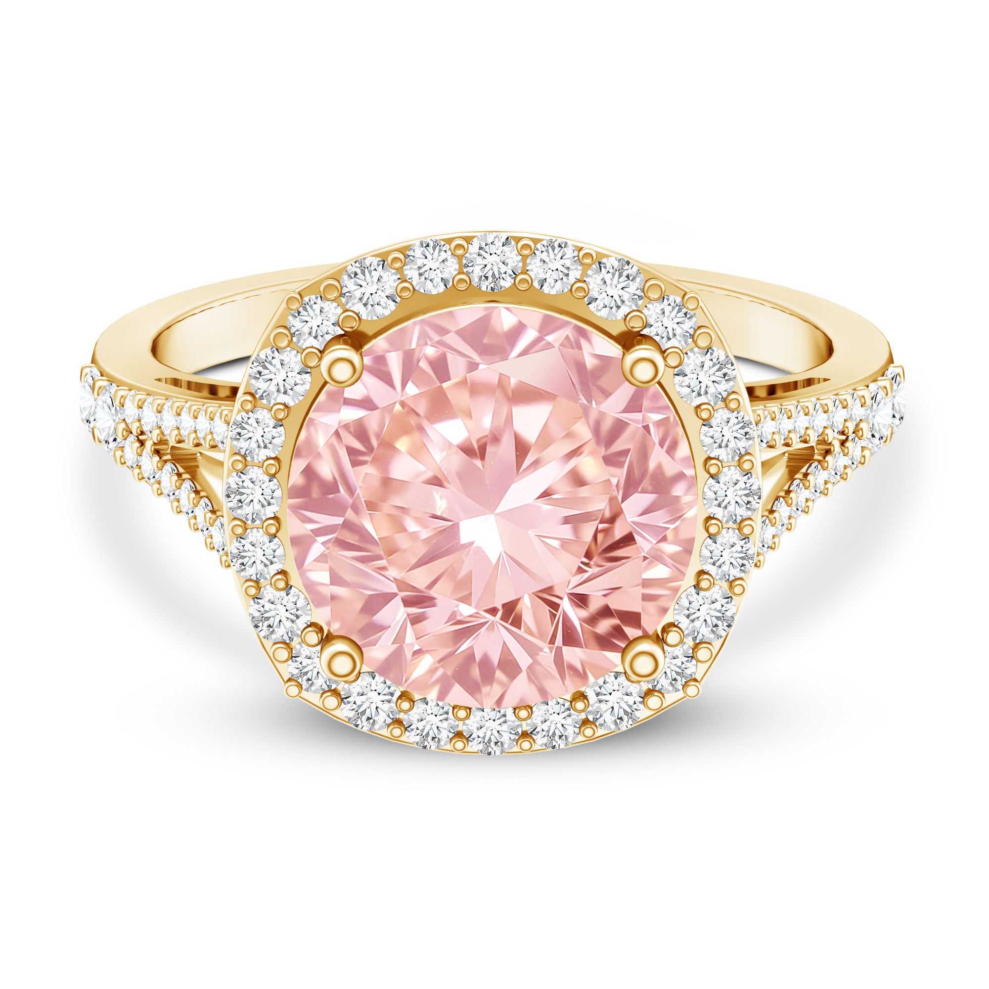 Rosec Jewels-IGI Certified Lab 4 Carat Pink and White Diamond Statement Engagement Ring in Split Shank