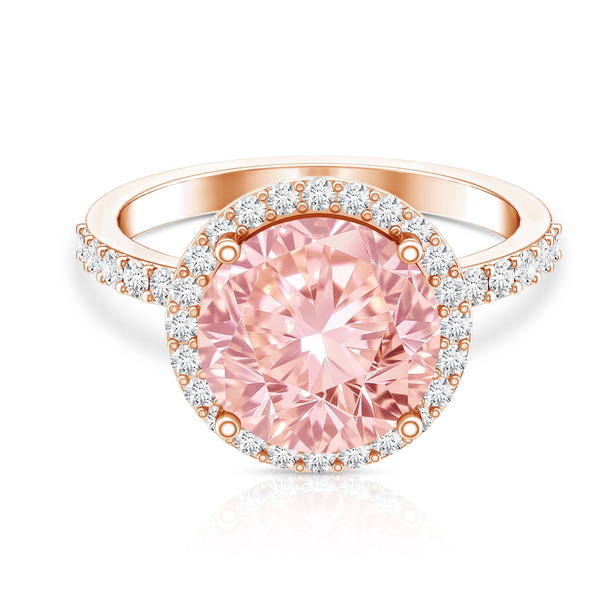 Rosec Jewels-Round 5 Carat Lab Grown Pink Diamond Halo Engagement Ring IGI Certified