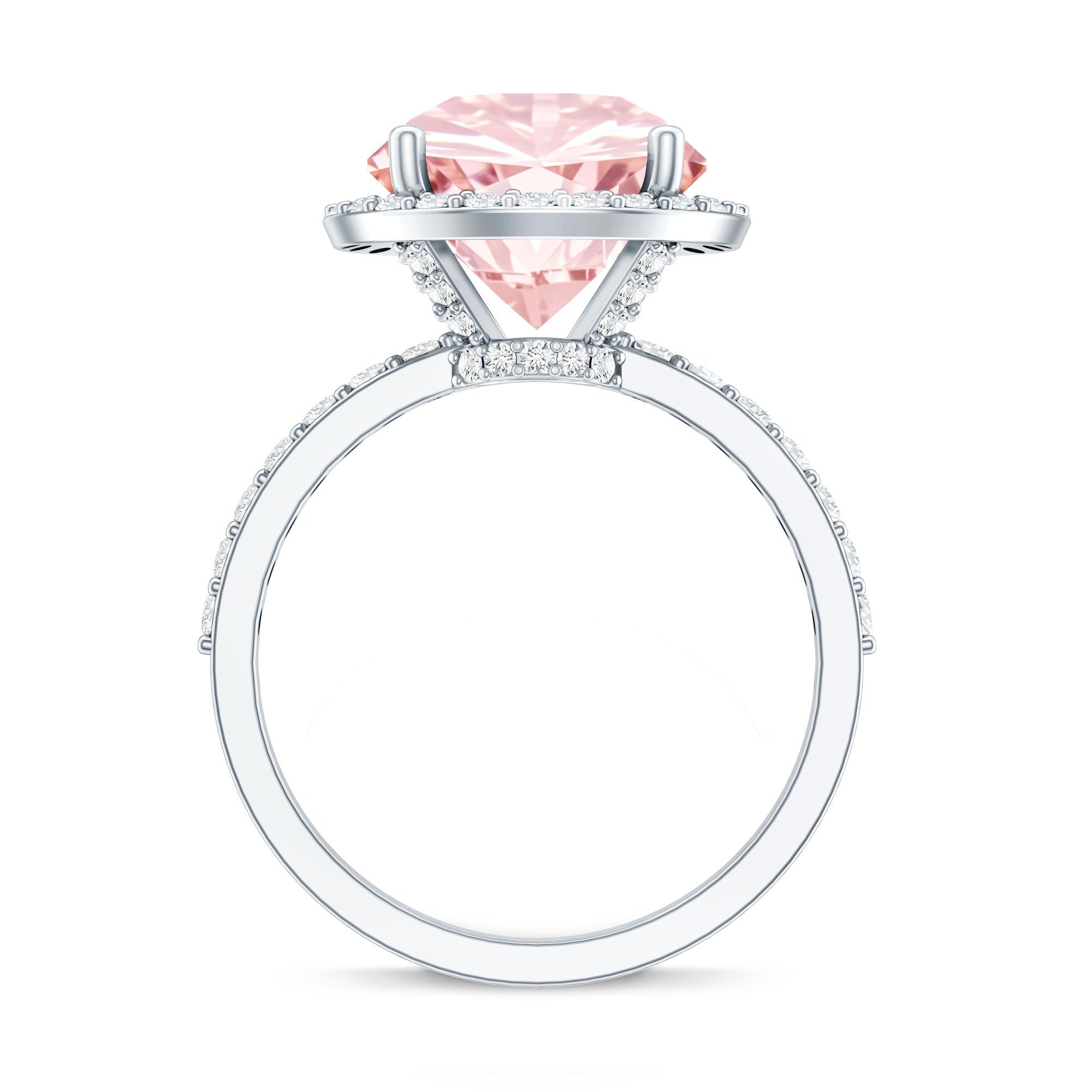 Rosec Jewels-Round 5 Carat Lab Grown Pink Diamond Halo Engagement Ring IGI Certified