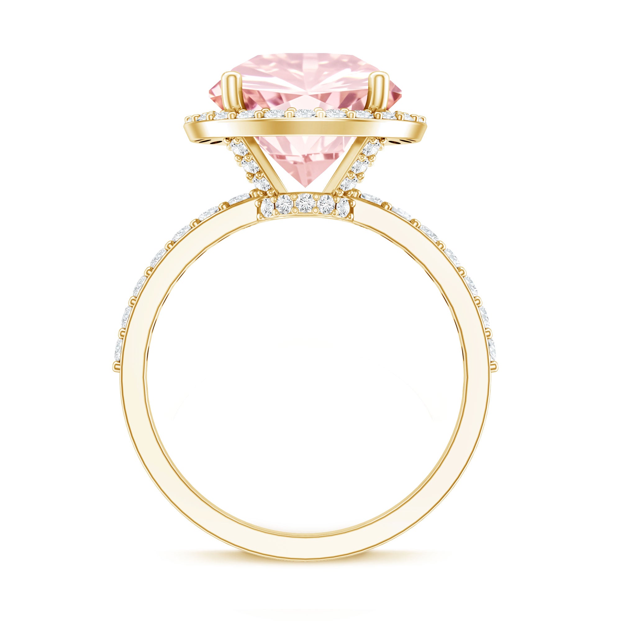 Rosec Jewels-Round 5 Carat Lab Grown Pink Diamond Halo Engagement Ring IGI Certified