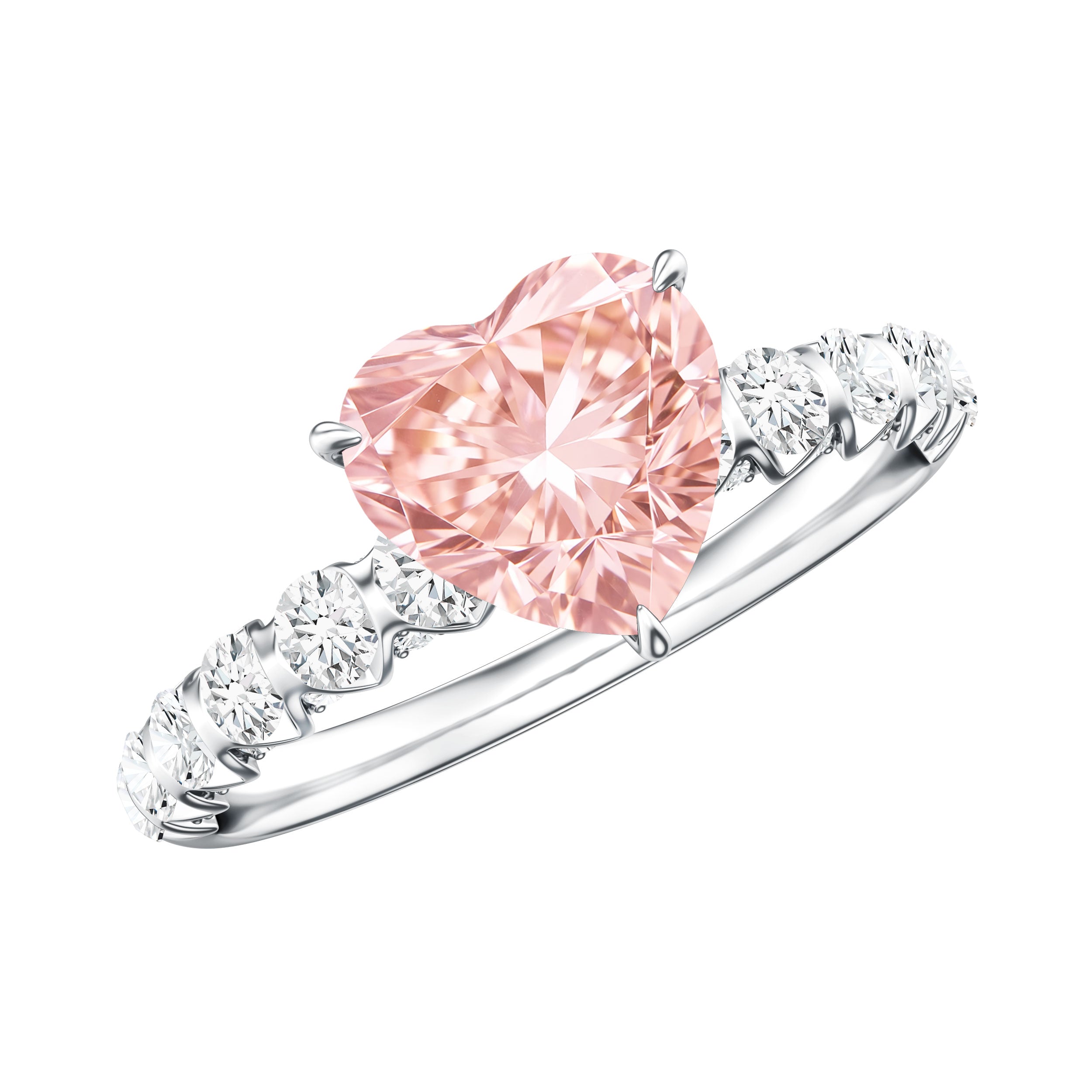 Rosec Jewels-IGI Certified 1 Carat Lab Grown Pink and White Diamond Heart Engagement Ring for Her