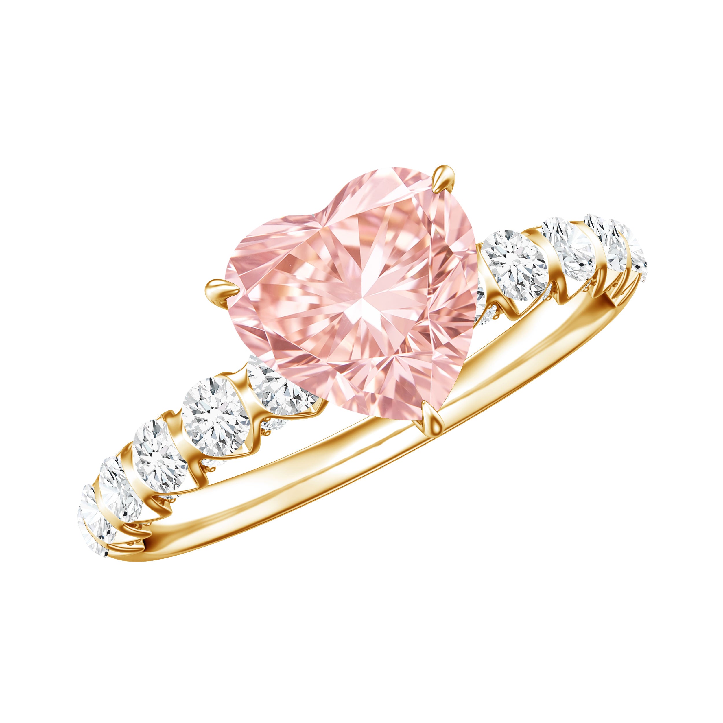 Rosec Jewels-IGI Certified 1 Carat Lab Grown Pink and White Diamond Heart Engagement Ring for Her