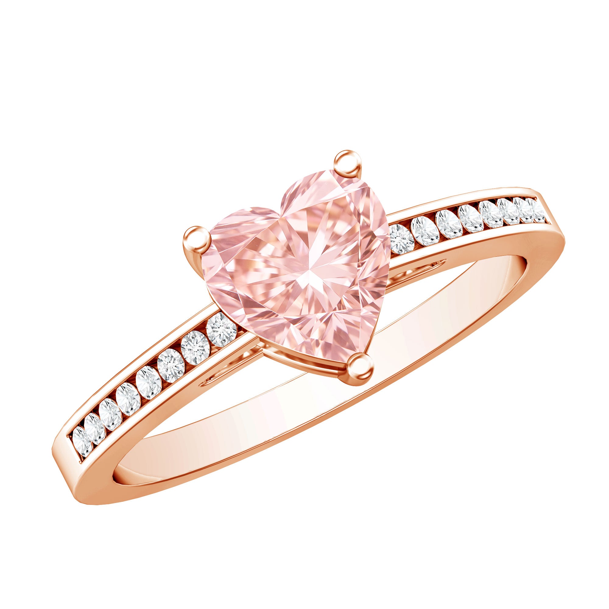 Rosec Jewels-IGI Certified Heart Shape Lab Grown Pink Diamond Engagement Ring 1 Carat