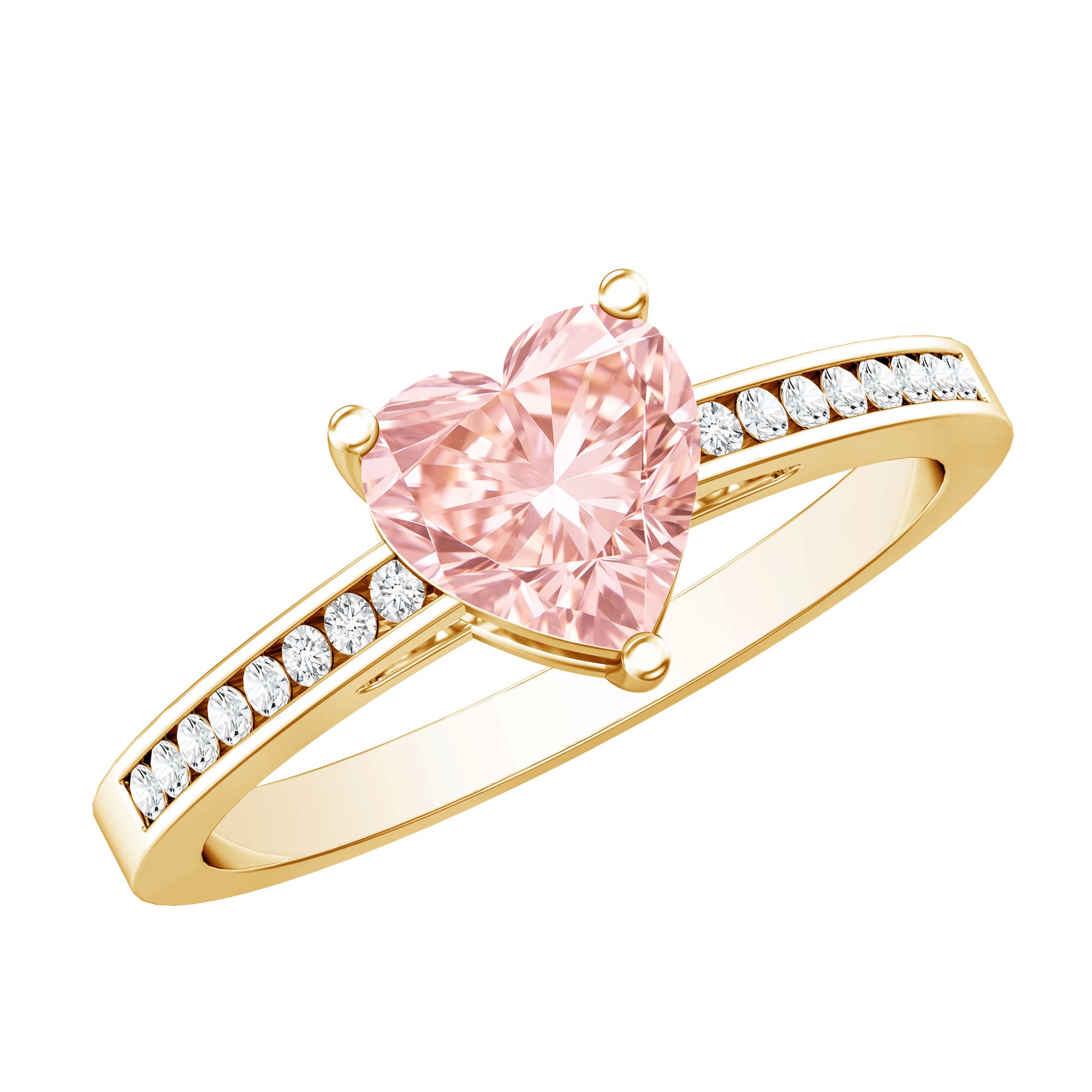 Rosec Jewels-IGI Certified Heart Shape Lab Grown Pink Diamond Engagement Ring 1 Carat