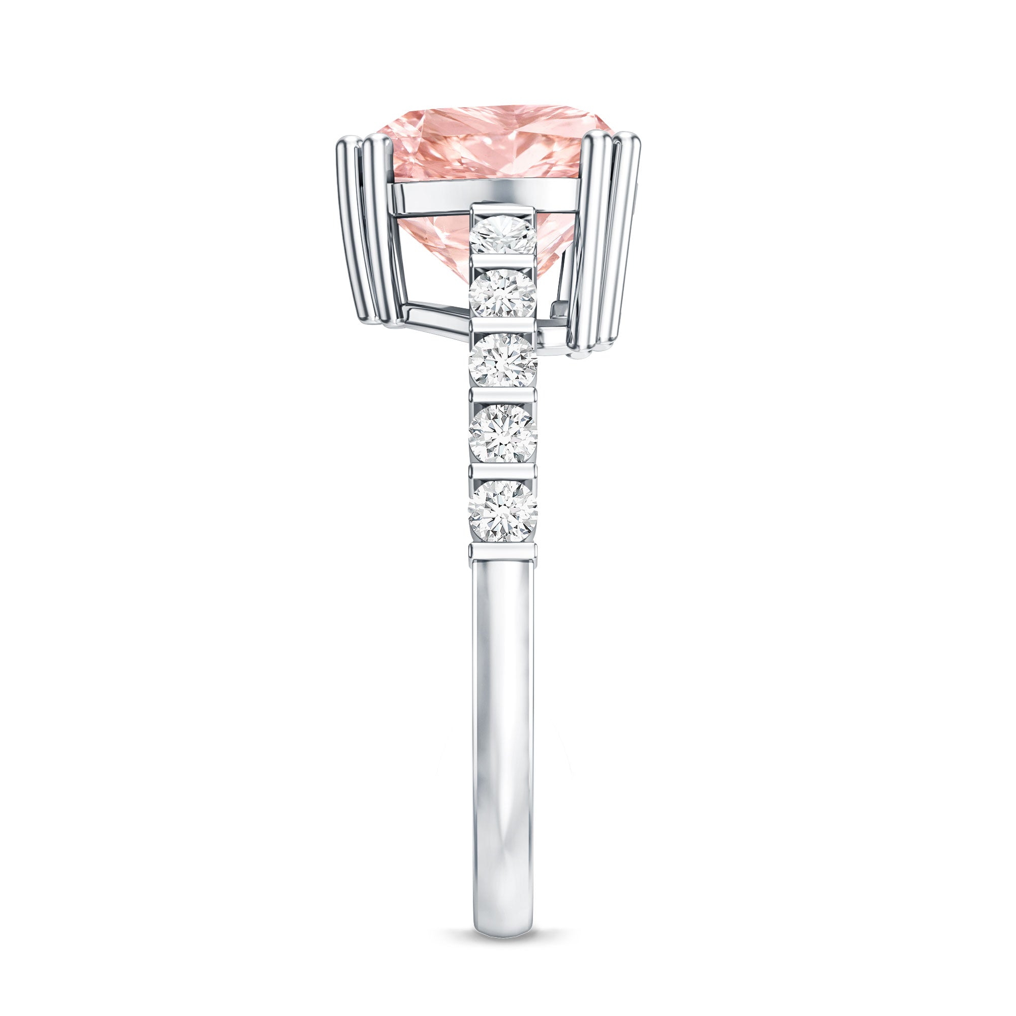 Rosec Jewels-IGI Certified 3 Carat Lab Grown Diamond Pink Heart Engagement Ring with Side Stones