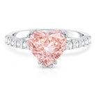 Rosec Jewels-IGI Certified 3 Carat Lab Grown Diamond Pink Heart Engagement Ring with Side Stones