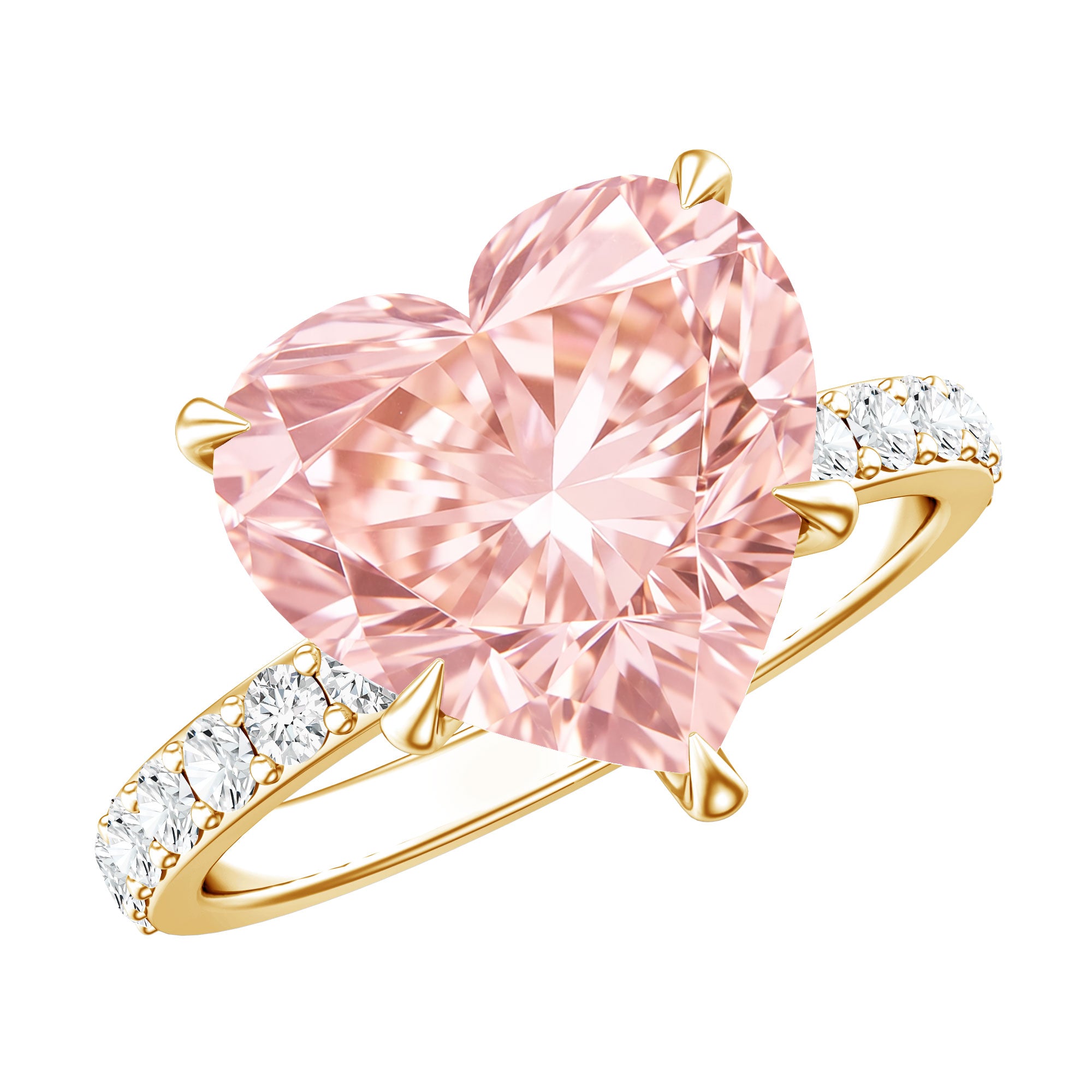5 Carat Heart Shape Lab Grown Pink Diamond Huge Statement Ring with IGI Certificate Fancy Pink - VS1 - Rosec Jewels