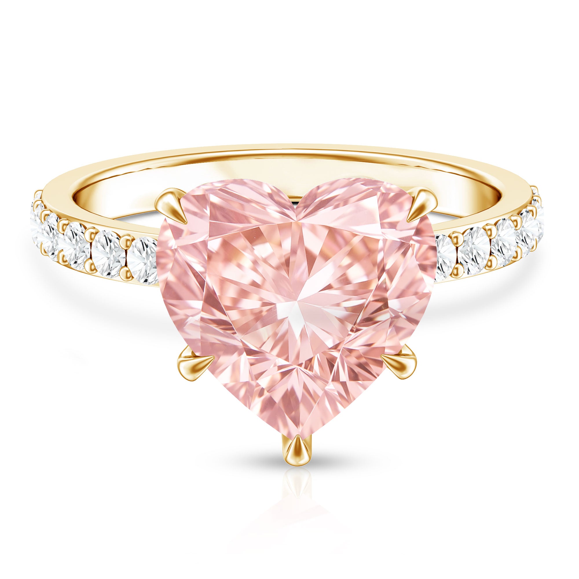 5 Carat Heart Shape Lab Grown Pink Diamond Huge Statement Ring with IGI Certificate Fancy Pink - VS1 - Rosec Jewels