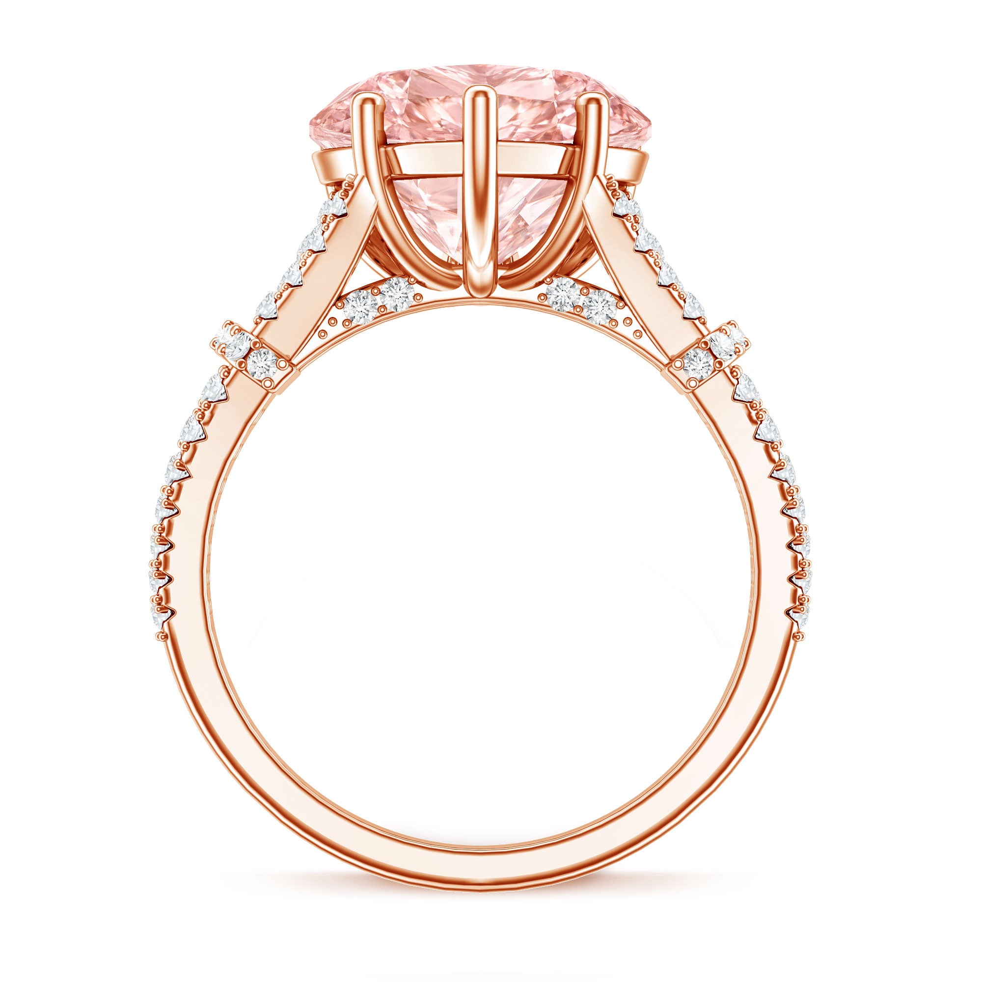 Rosec Jewels-IGI Certified 4 Carat Lab Grown Pink Diamond Heart Engagement Ring with Split Shank