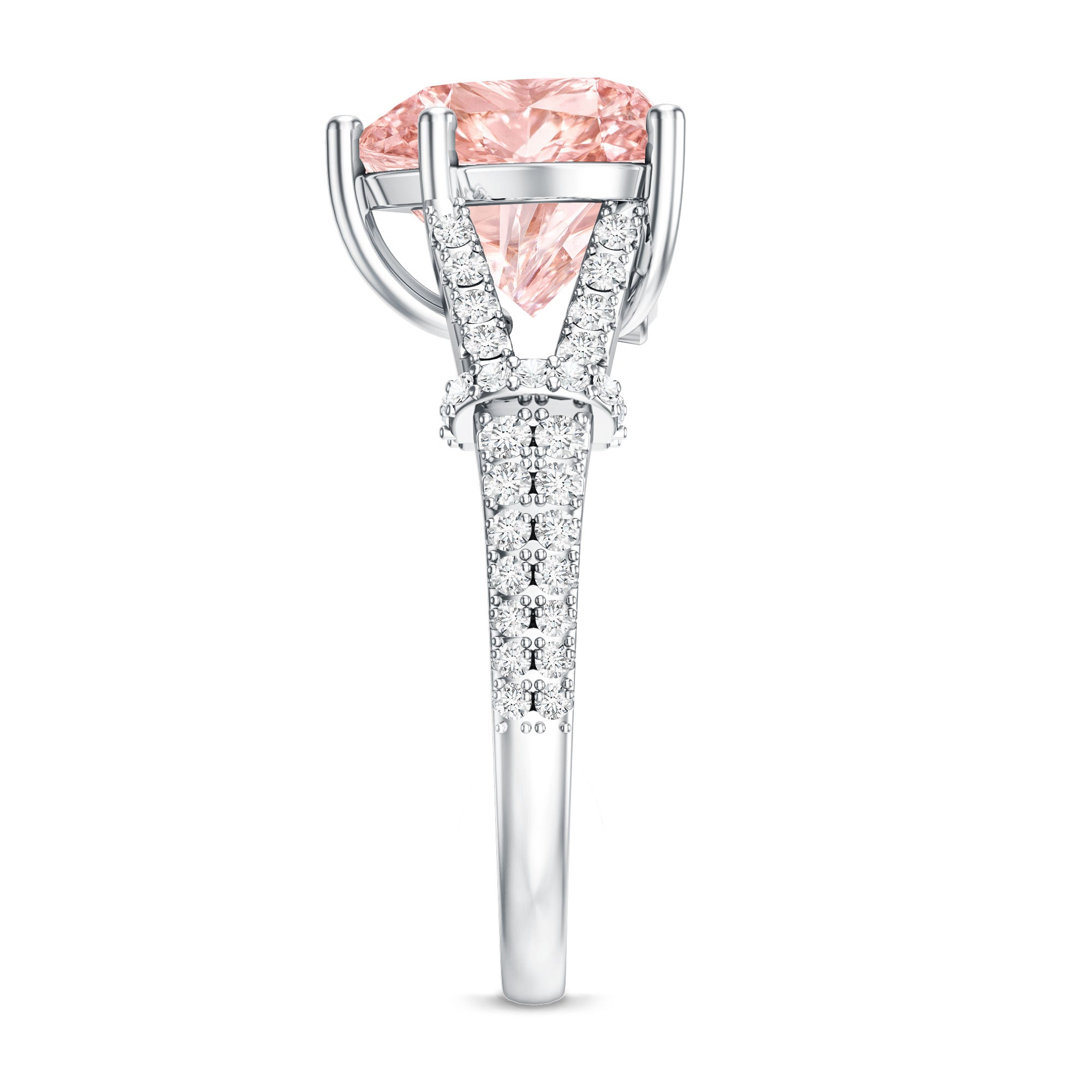 Rosec Jewels-IGI Certified 4 Carat Lab Grown Pink Diamond Heart Engagement Ring with Split Shank