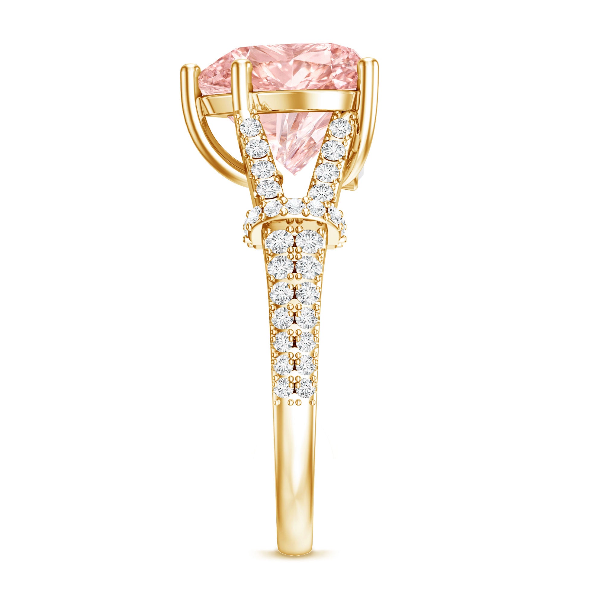 Rosec Jewels-IGI Certified 4 Carat Lab Grown Pink Diamond Heart Engagement Ring with Split Shank