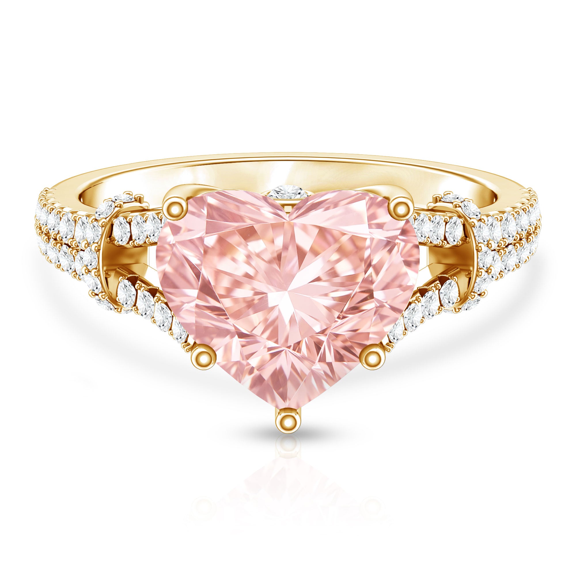 Rosec Jewels-IGI Certified 4 Carat Lab Grown Pink Diamond Heart Engagement Ring with Split Shank