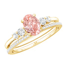 Rosec Jewels-IGI Certified 1 Carat Lab Grown Pink and White Diamond Oval Engagement Ring Set